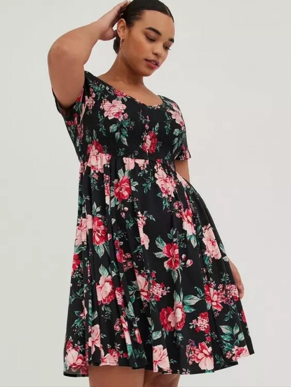 TORRID Mini Challis Smocked Skater Dress